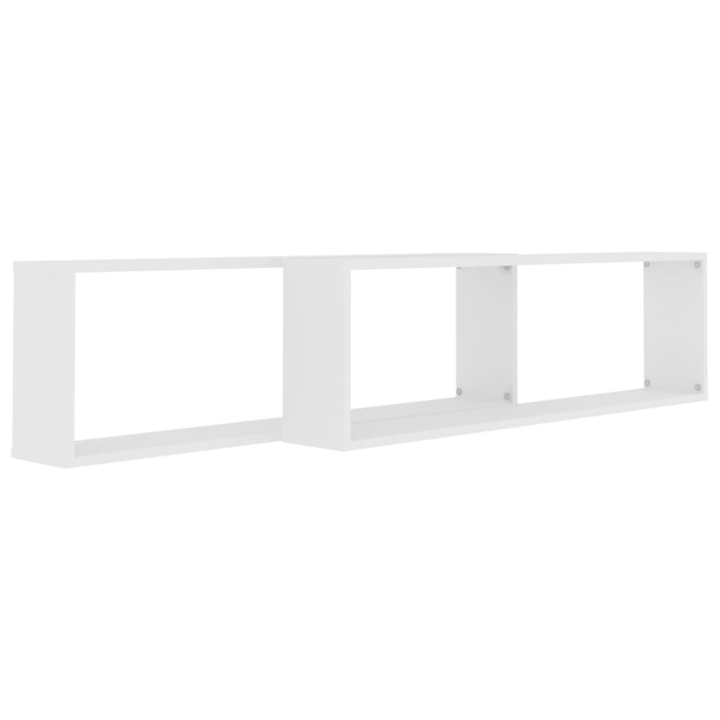 Wandschappen kubus 2 st 100x15x30 cm bewerkt hout wit is nu te koop bij PeponiXL, paradijselijk wonen!