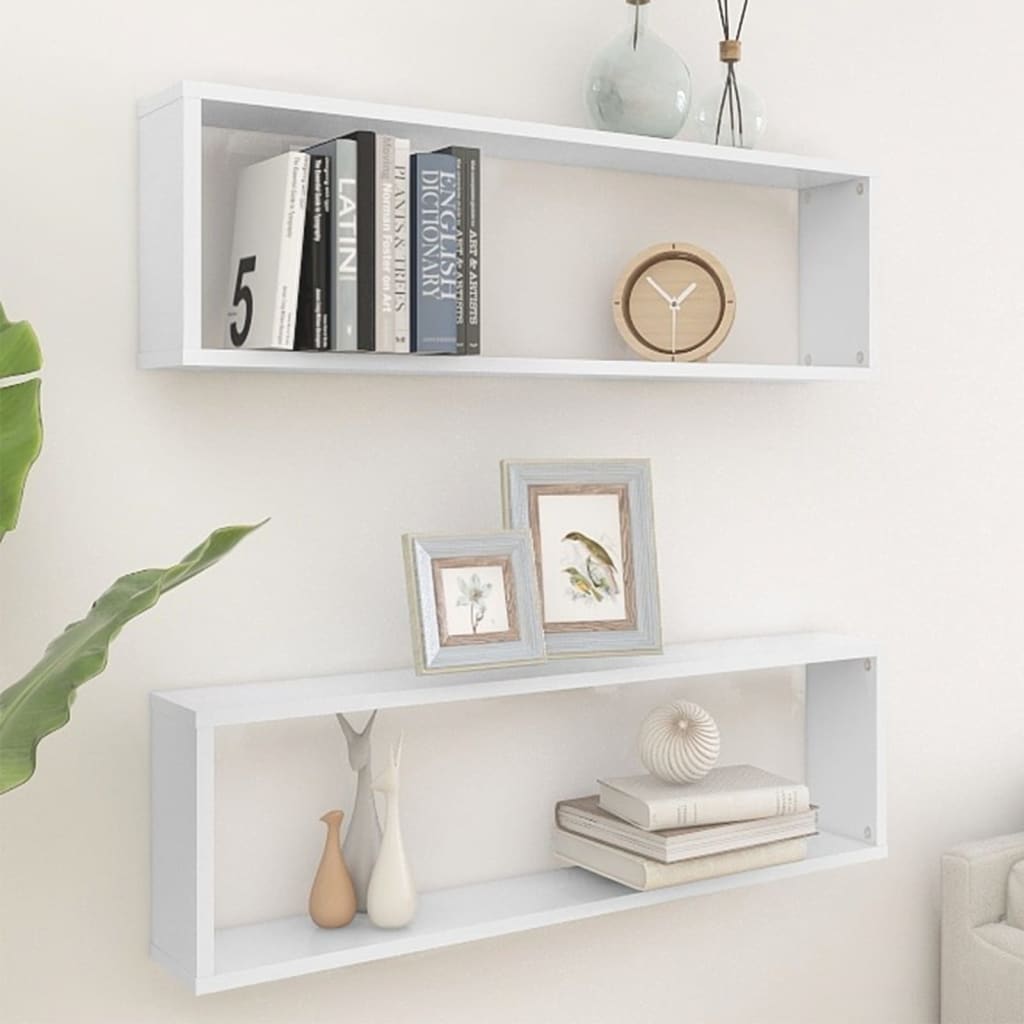 Wandschappen kubus 2 st 100x15x30 cm bewerkt hout wit is nu te koop bij PeponiXL, paradijselijk wonen!