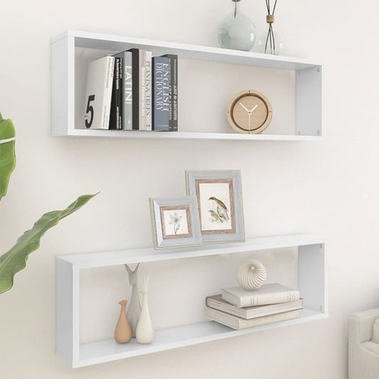 Wandschappen kubus 2 st 100x15x30 cm bewerkt hout wit is nu te koop bij PeponiXL, paradijselijk wonen!
