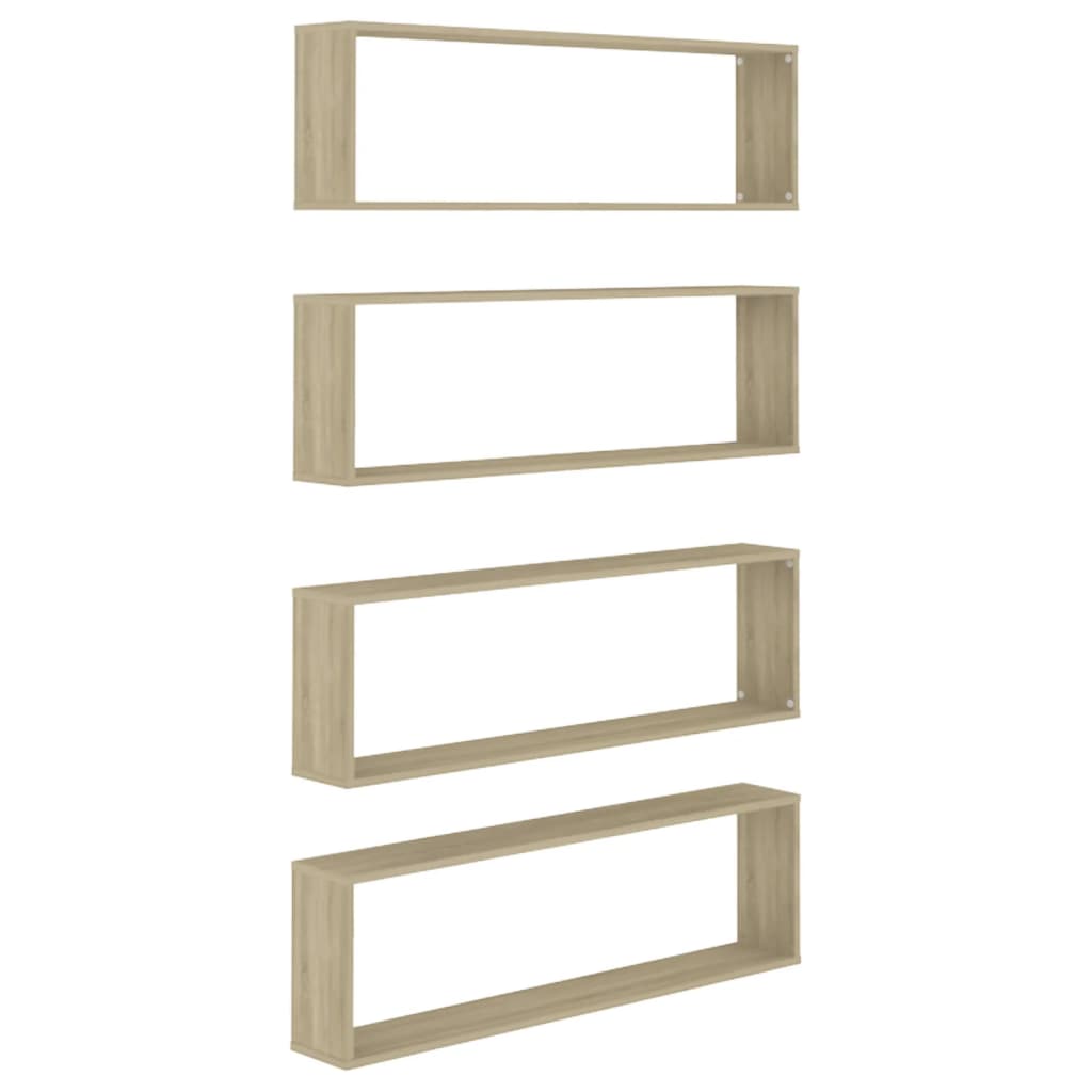Wandschappen kubus 4 st 100x15x30 cm bewerkt hout sonoma eiken is nu te koop bij PeponiXL, paradijselijk wonen!