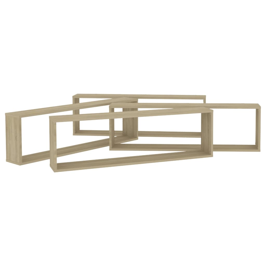 Wandschappen kubus 4 st 100x15x30 cm bewerkt hout sonoma eiken is nu te koop bij PeponiXL, paradijselijk wonen!
