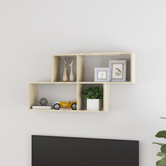 Wandschap 100x18x53 cm bewerkt hout sonoma eikenkleurig is nu te koop bij PeponiXL, paradijselijk wonen!