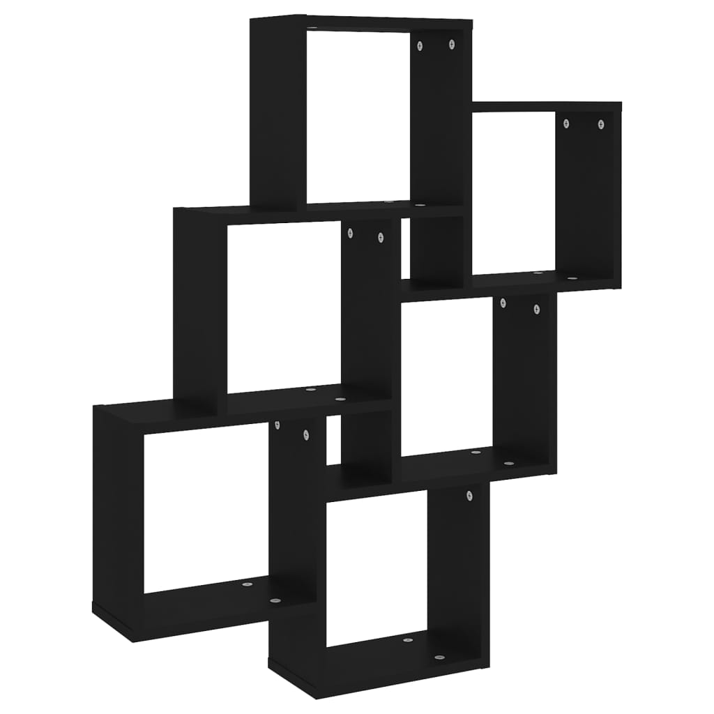 Wandschap kubus 78x15x93 cm bewerkt hout zwart is nu te koop bij PeponiXL, paradijselijk wonen!