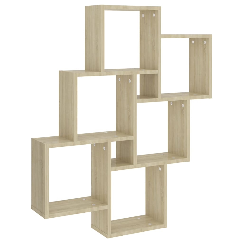 Wandschap kubus 78x15x93 cm bewerkt hout sonoma eiken is nu te koop bij PeponiXL, paradijselijk wonen!