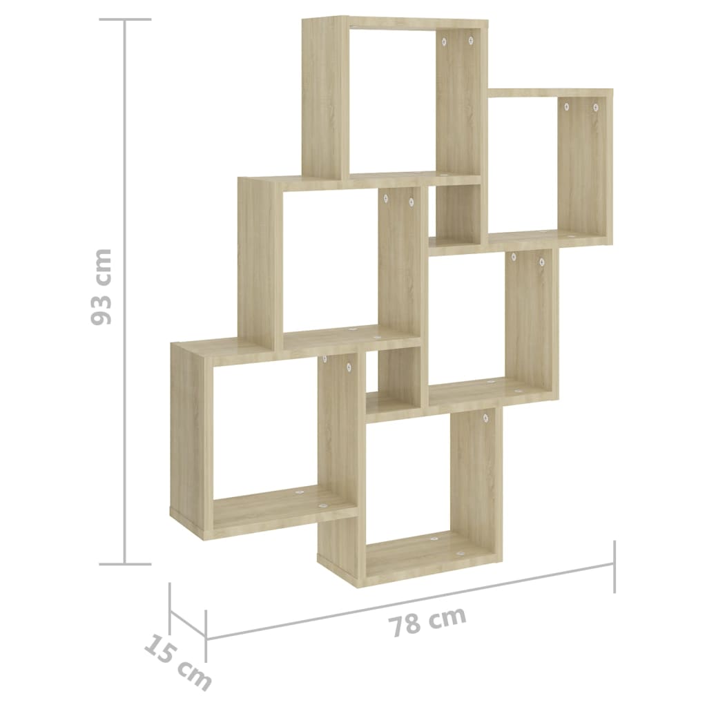Wandschap kubus 78x15x93 cm bewerkt hout sonoma eiken is nu te koop bij PeponiXL, paradijselijk wonen!