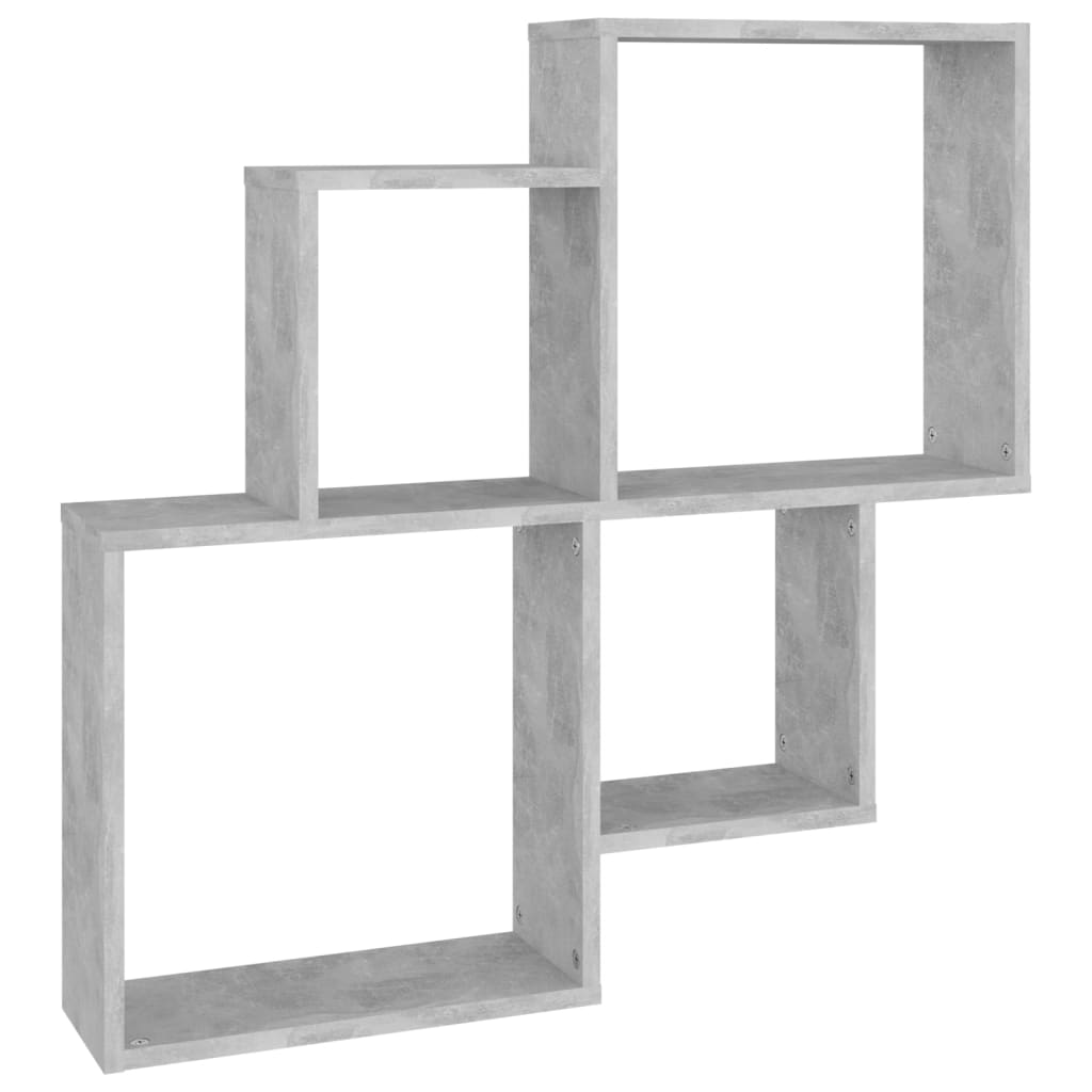 Wandschap kubus 80x15x78,5 cm bewerkt hout betongrijs is nu te koop bij PeponiXL, paradijselijk wonen!
