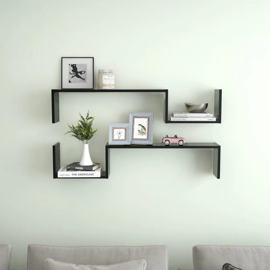 Wandschappen 2 st 100x15x20 cm bewerkt hout zwart is nu te koop bij PeponiXL, paradijselijk wonen!