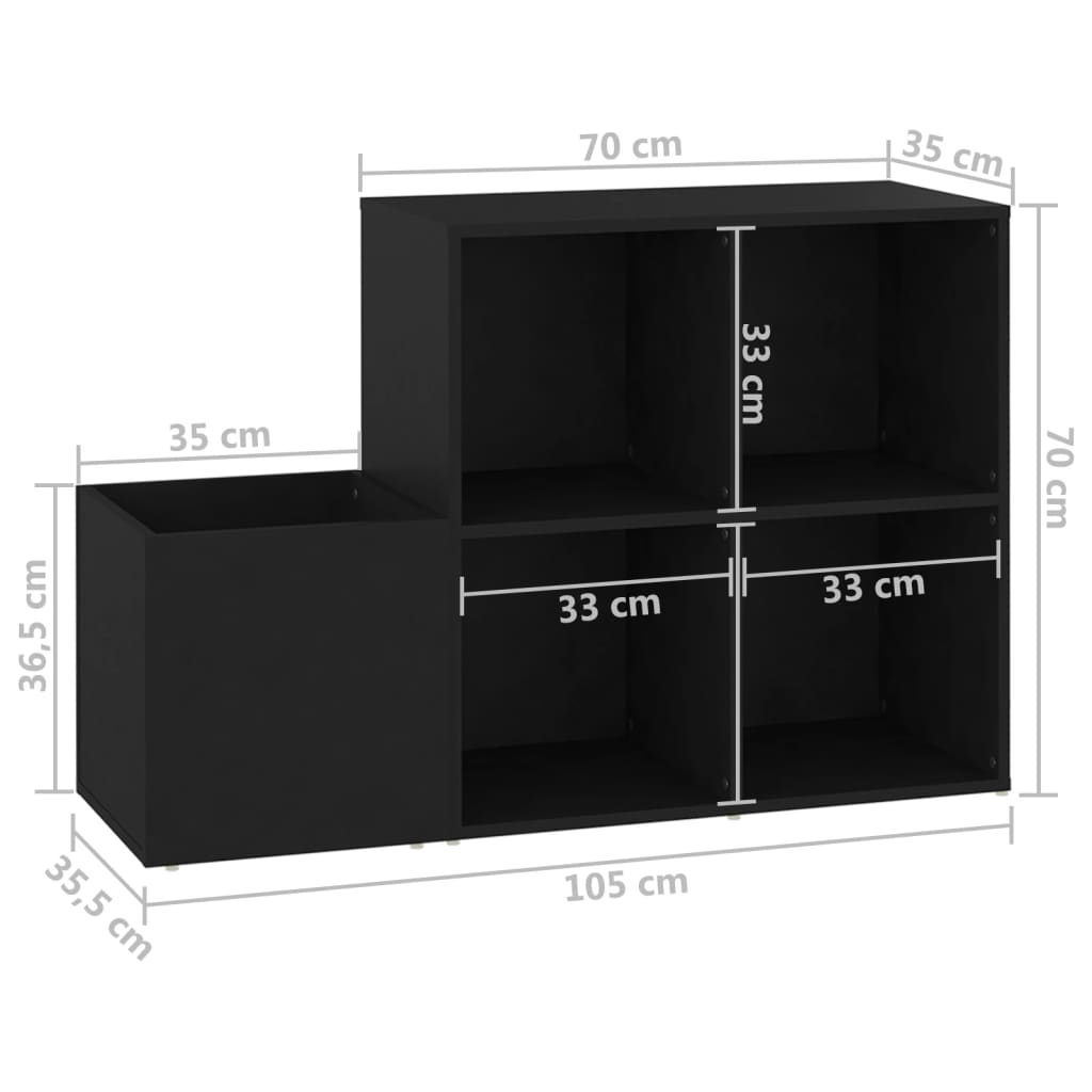 Opbergkast 105x35,5x70 cm bewerkt hout zwart is nu te koop bij PeponiXL, paradijselijk wonen!