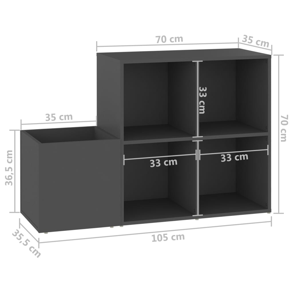 Opbergkast 105x35,5x70 cm bewerkt hout grijs is nu te koop bij PeponiXL, paradijselijk wonen!