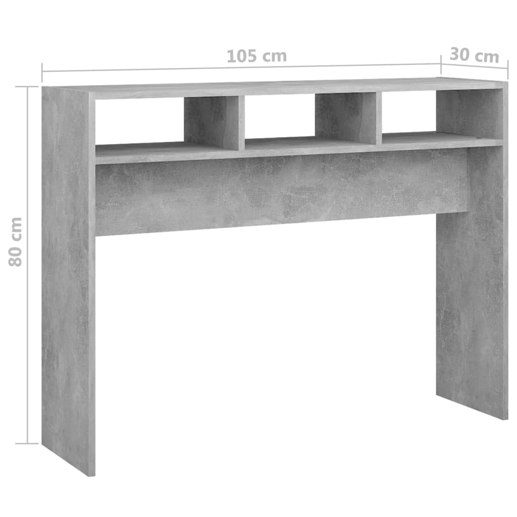 Wandtafel 105x30x80 cm bewerkt hout betongrijs is nu te koop bij PeponiXL, paradijselijk wonen!