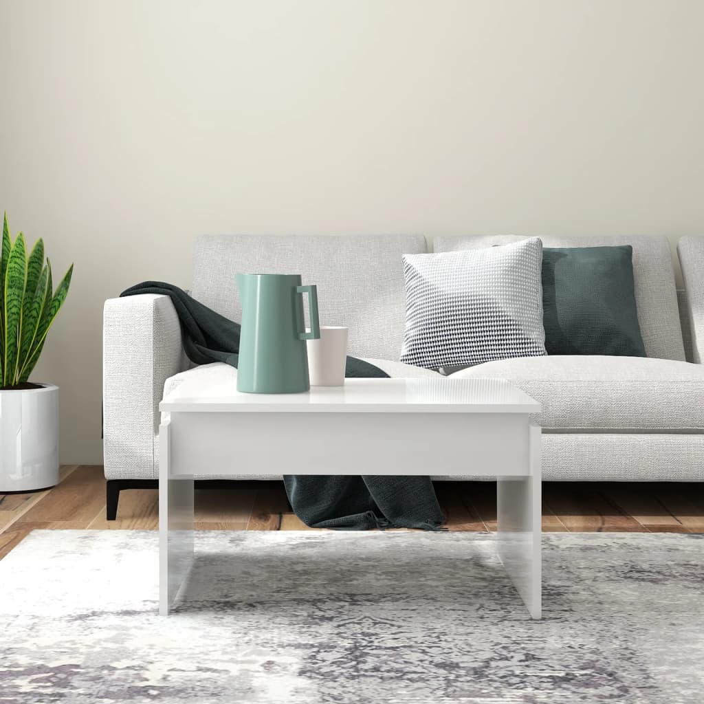 Salontafel 68x50x38 cm bewerkt hout hoogglans wit is nu te koop bij PeponiXL, paradijselijk wonen!