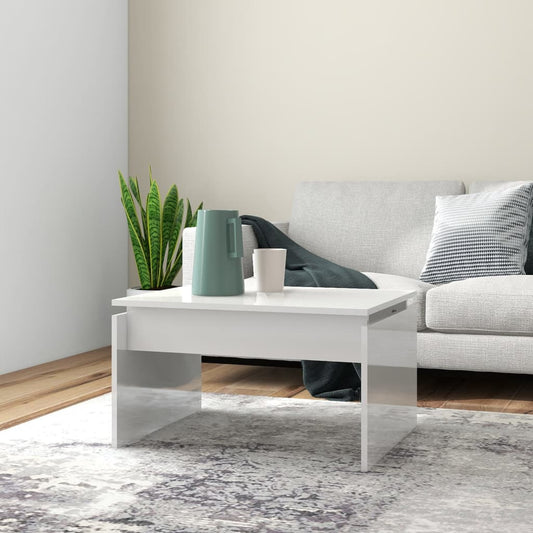 Salontafel 68x50x38 cm bewerkt hout hoogglans wit is nu te koop bij PeponiXL, paradijselijk wonen!