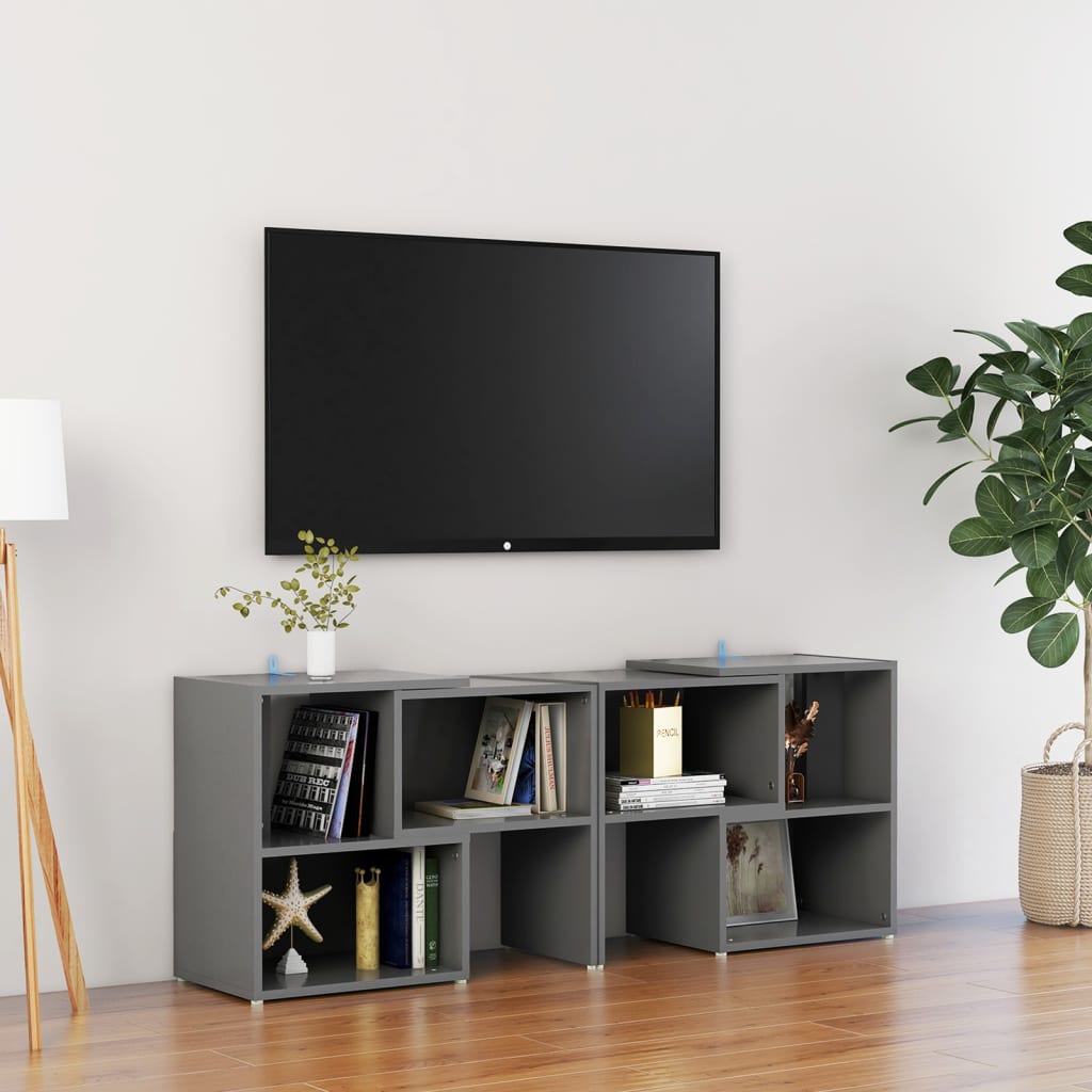Tv-meubel 104x30x52 cm bewerkt hout grijs is nu te koop bij PeponiXL, paradijselijk wonen!