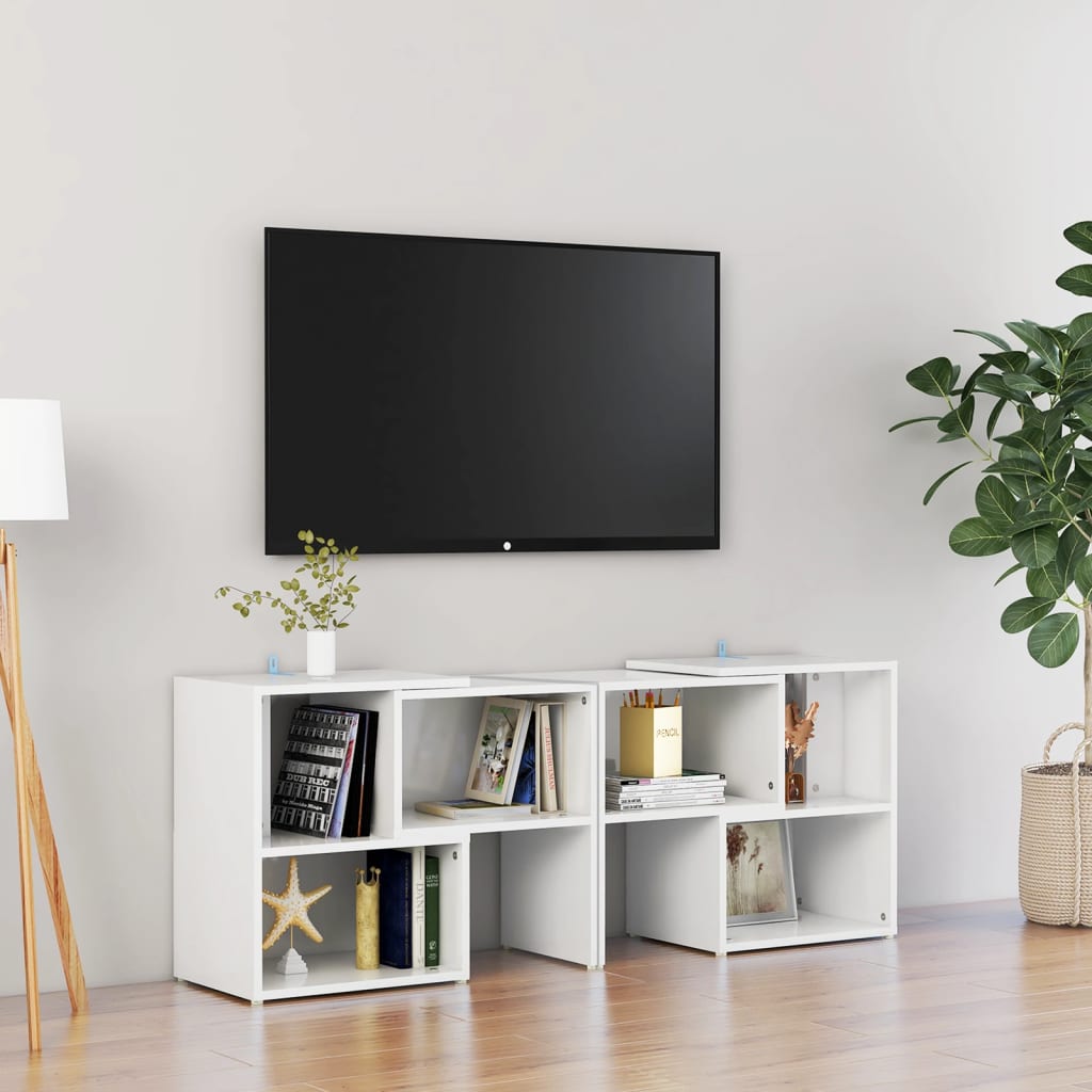 Tv-meubel 104x30x52 cm bewerkt hout hoogglans wit is nu te koop bij PeponiXL, paradijselijk wonen!