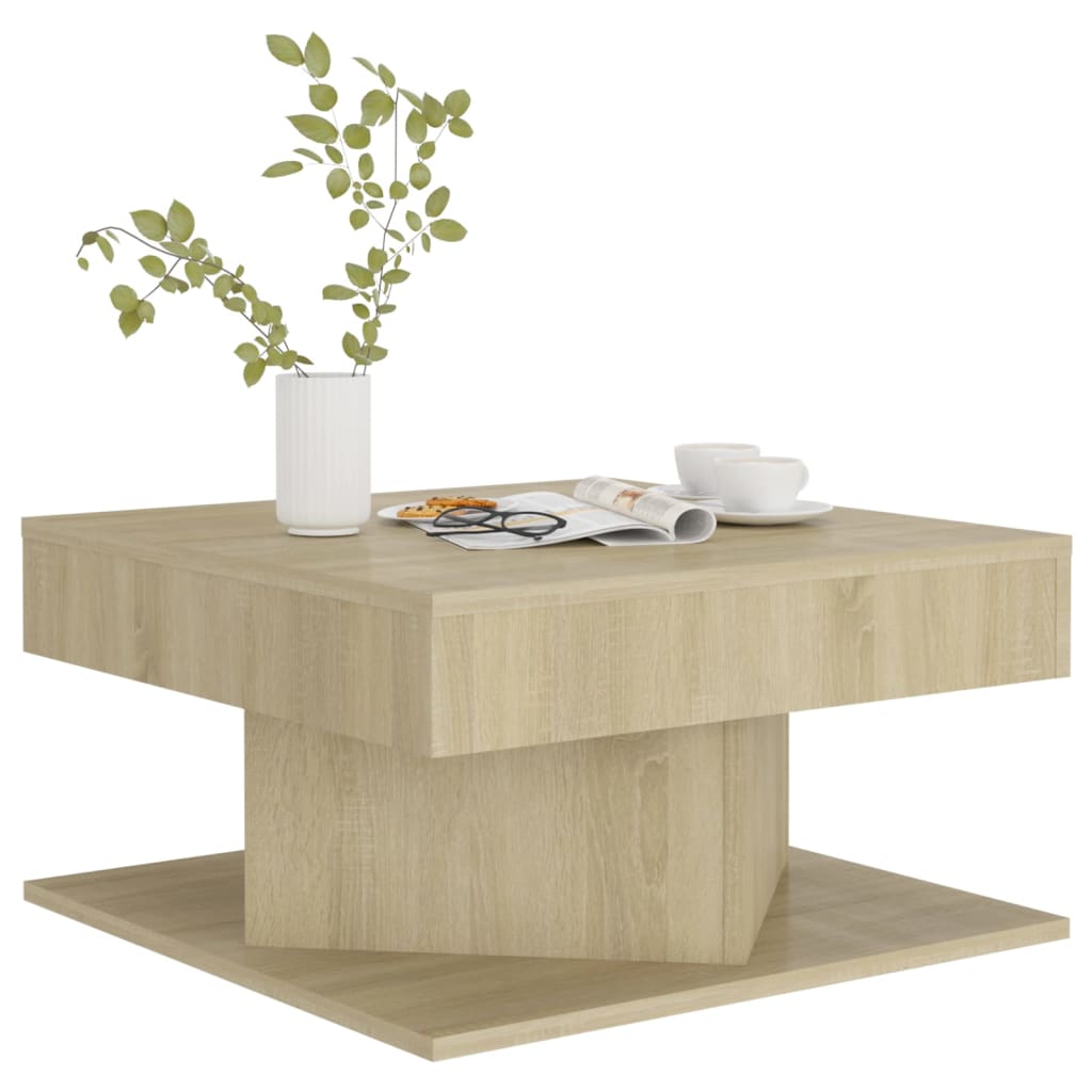 Salontafel 57x57x30 cm bewerkt hout sonoma eikenkleurig is nu te koop bij PeponiXL, paradijselijk wonen!