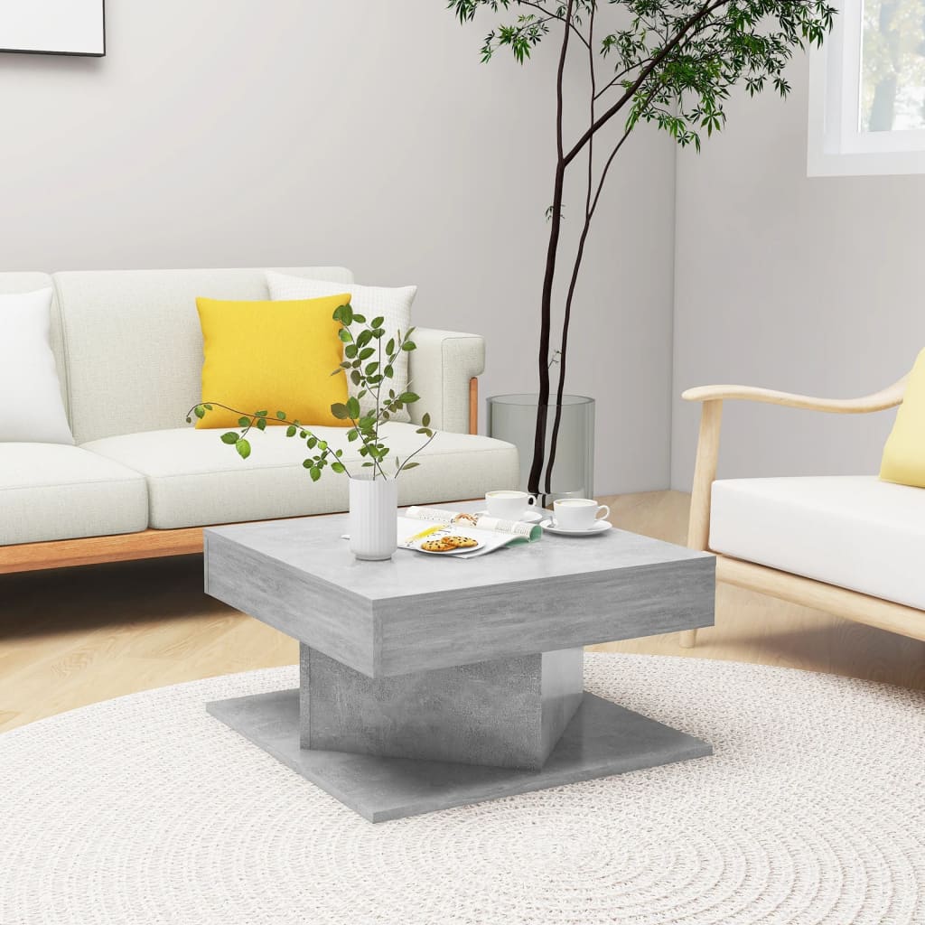 Salontafel 57x57x30 cm bewerkt hout betongrijs is nu te koop bij PeponiXL, paradijselijk wonen!
