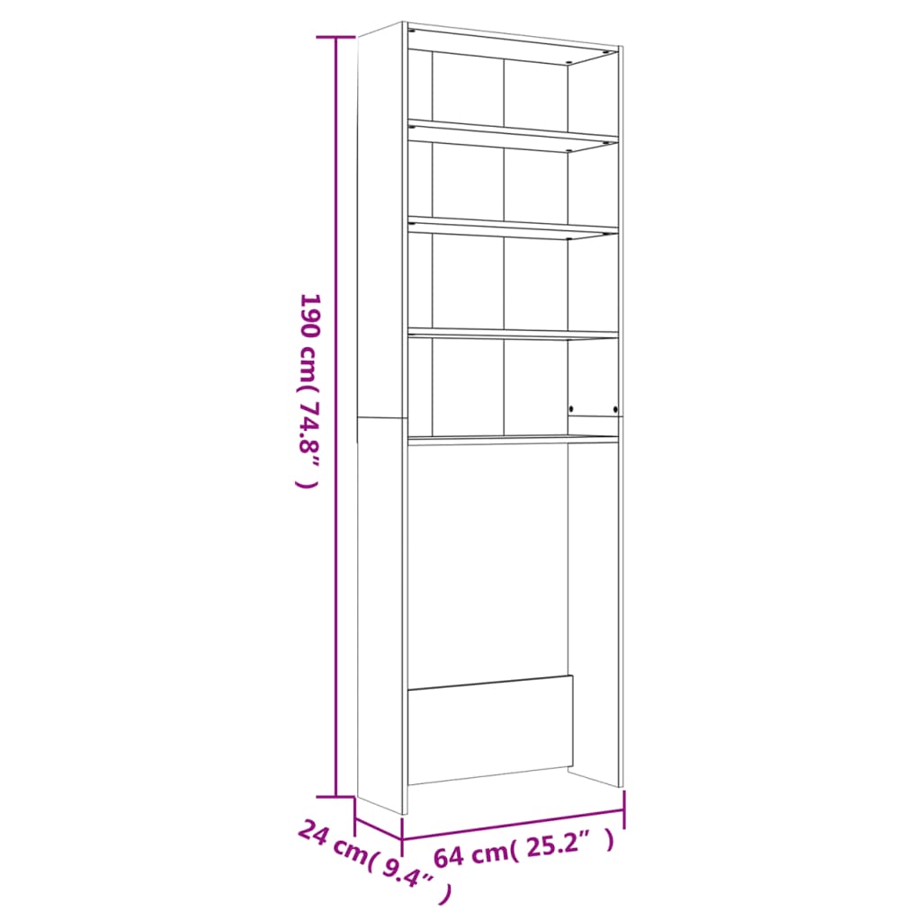 Wasmachinekast 64x24x190 cm betongrijs is nu te koop bij PeponiXL, paradijselijk wonen!