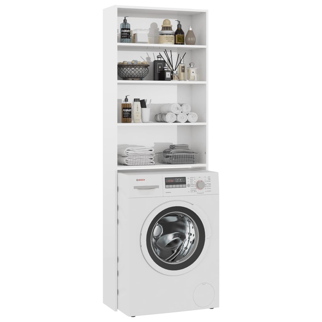 Wasmachinekast 64x24x190 cm hoogglans wit is nu te koop bij PeponiXL, paradijselijk wonen!