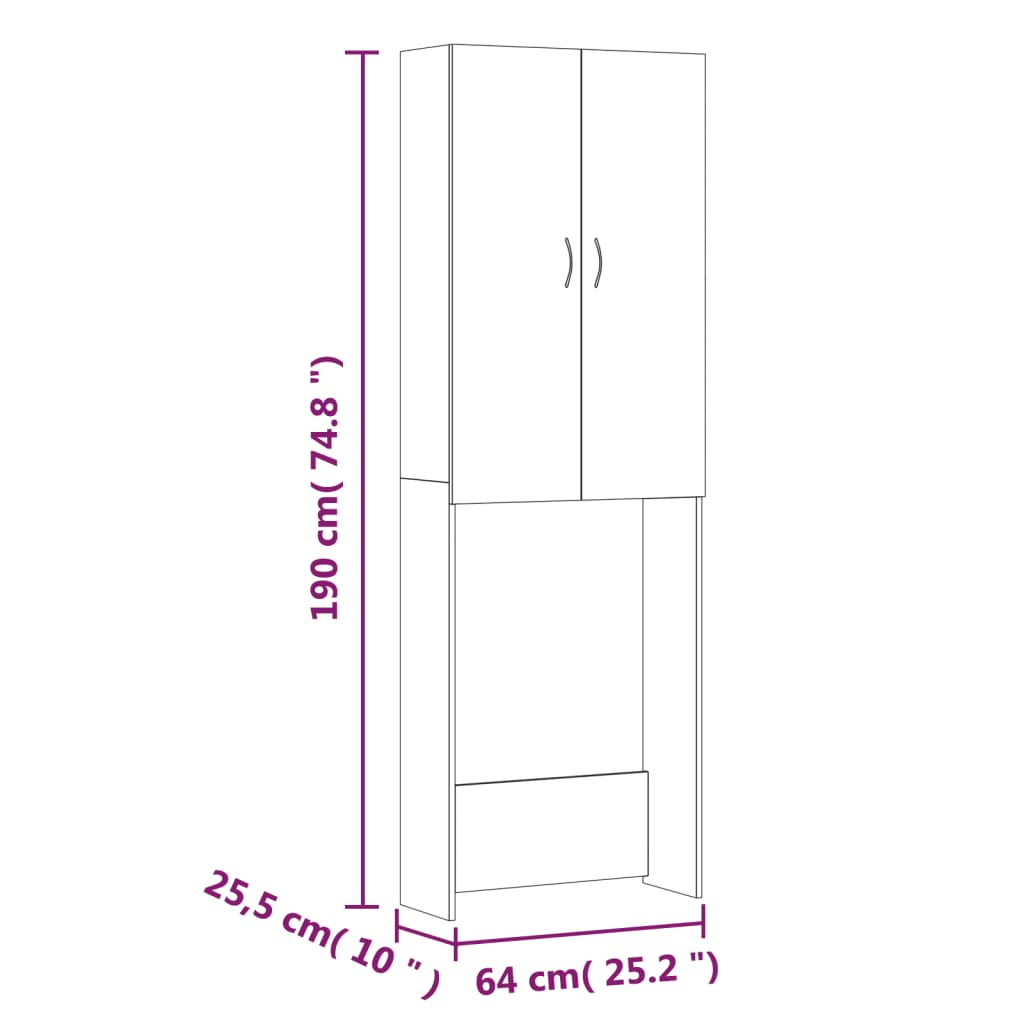 Wasmachinekast 64x25,5x190 cm wit is nu te koop bij PeponiXL, paradijselijk wonen!