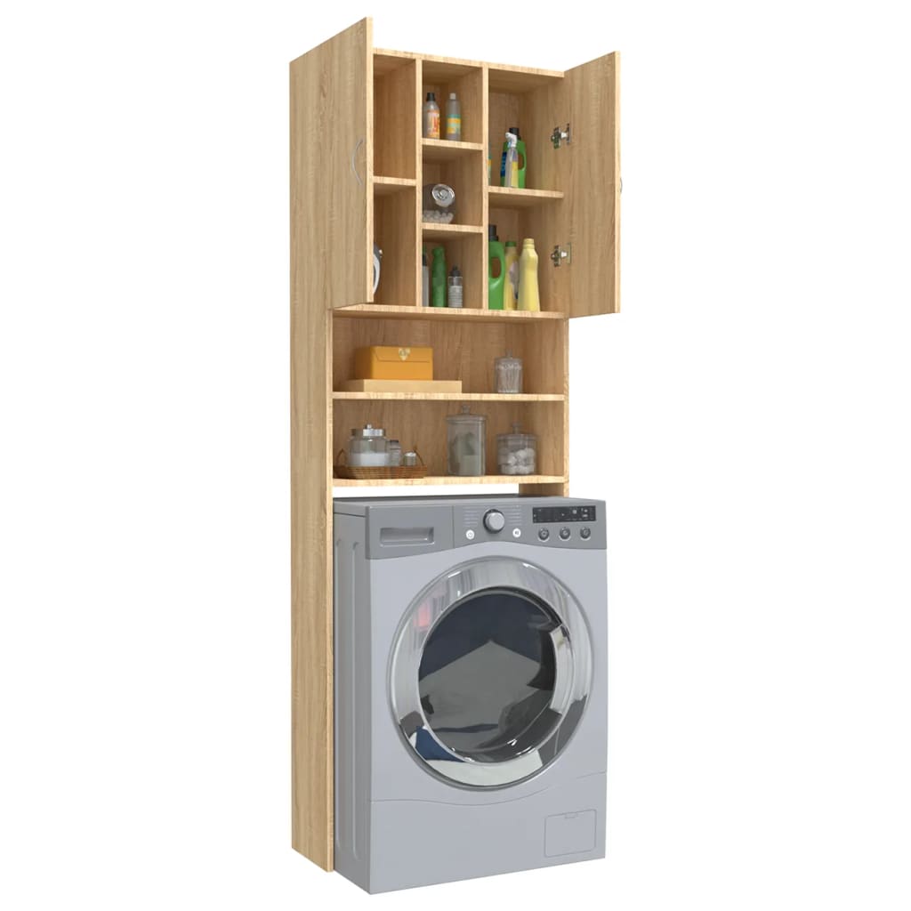 Wasmachinekast 64x25,5x190 cm sonoma eikenkleurig is nu te koop bij PeponiXL, paradijselijk wonen!