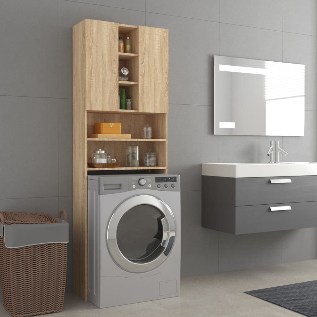 Wasmachinekast 64x25,5x190 cm sonoma eikenkleurig is nu te koop bij PeponiXL, paradijselijk wonen!