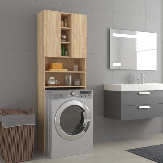 Wasmachinekast 64x25,5x190 cm sonoma eikenkleurig is nu te koop bij PeponiXL, paradijselijk wonen!
