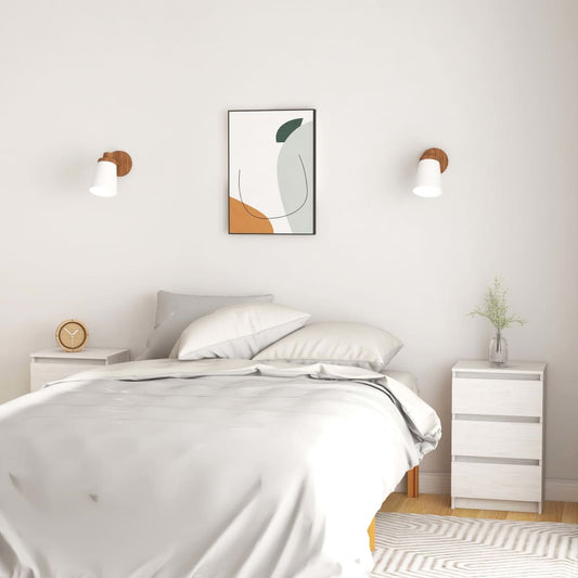 Nachtkastjes 2 st 40x29,5x64 cm massief grenenhout wit is nu te koop bij PeponiXL, paradijselijk wonen!