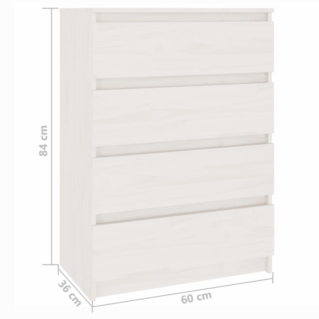 Bijzetkast 60x36x84 cm massief grenenhout wit is nu te koop bij PeponiXL, paradijselijk wonen!