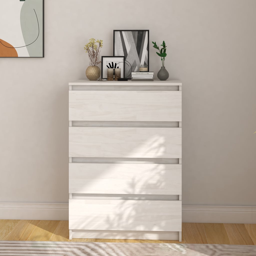Bijzetkast 60x36x84 cm massief grenenhout wit is nu te koop bij PeponiXL, paradijselijk wonen!