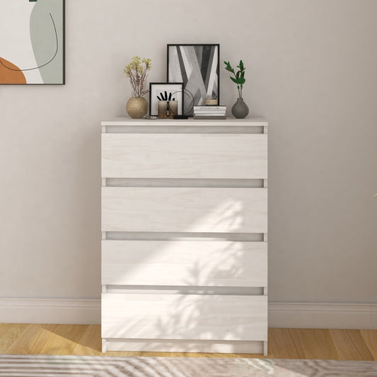 Bijzetkast 60x36x84 cm massief grenenhout wit is nu te koop bij PeponiXL, paradijselijk wonen!