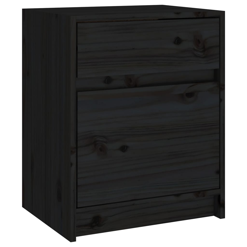 Nachtkastjes 2 st 40x31x50 cm massief grenenhout zwart is nu te koop bij PeponiXL, paradijselijk wonen!