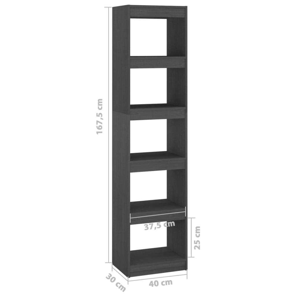 Boekenkast/kamerscherm 40x30x167,5 cm massief grenenhout grijs is nu te koop bij PeponiXL, paradijselijk wonen!