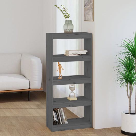 Boekenkast/kamerscherm 60x30x135,5 cm massief grenenhout grijs is nu te koop bij PeponiXL, paradijselijk wonen!