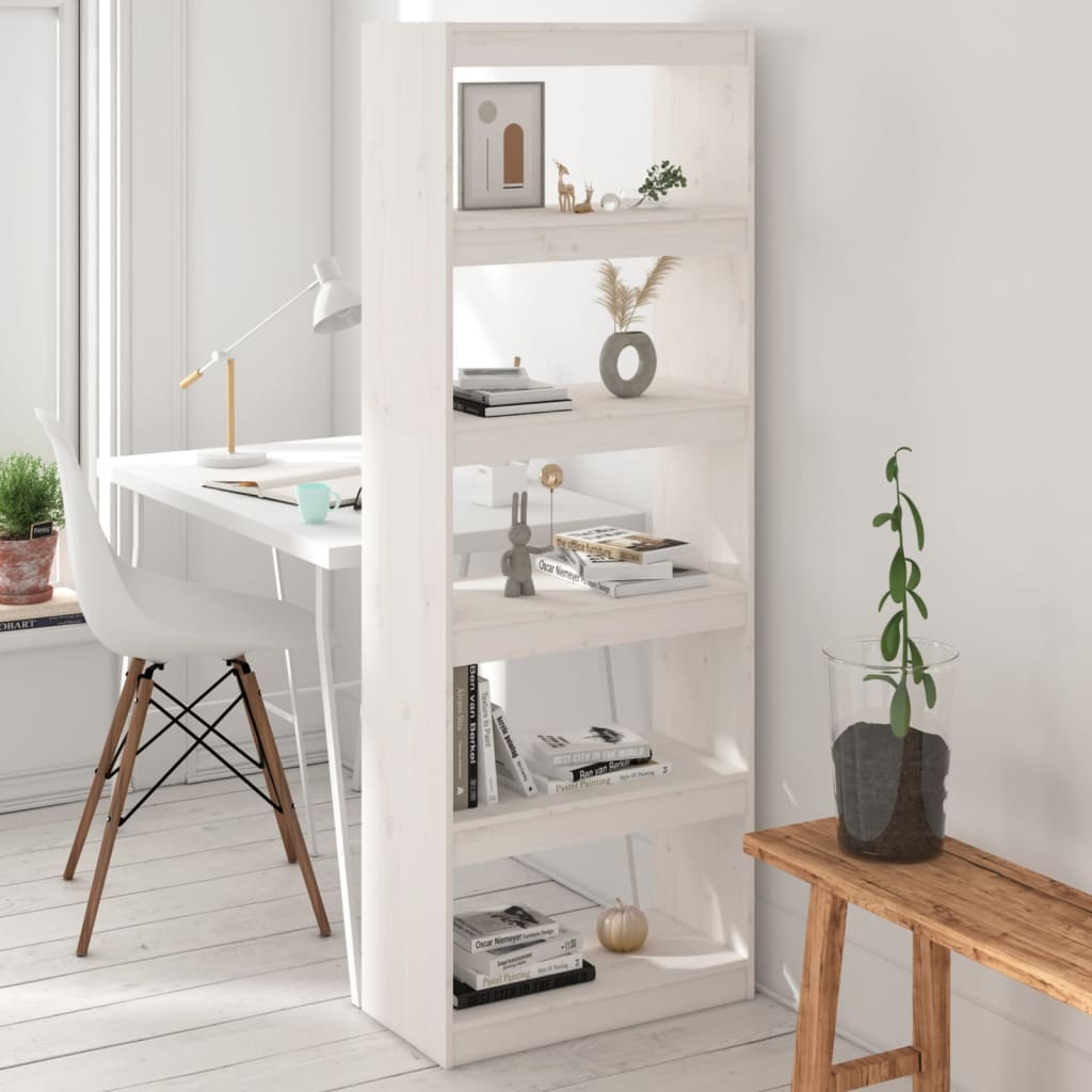 Boekenkast/kamerscherm 60x30x167,5 cm massief grenenhout wit is nu te koop bij PeponiXL, paradijselijk wonen!