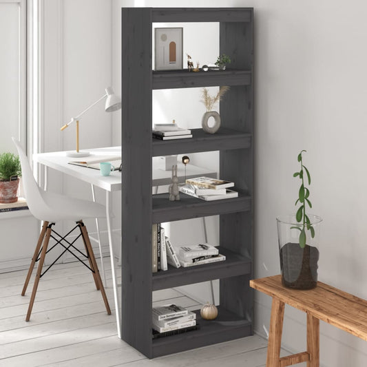 Boekenkast/kamerscherm 60x30x167,5 cm massief grenenhout grijs is nu te koop bij PeponiXL, paradijselijk wonen!