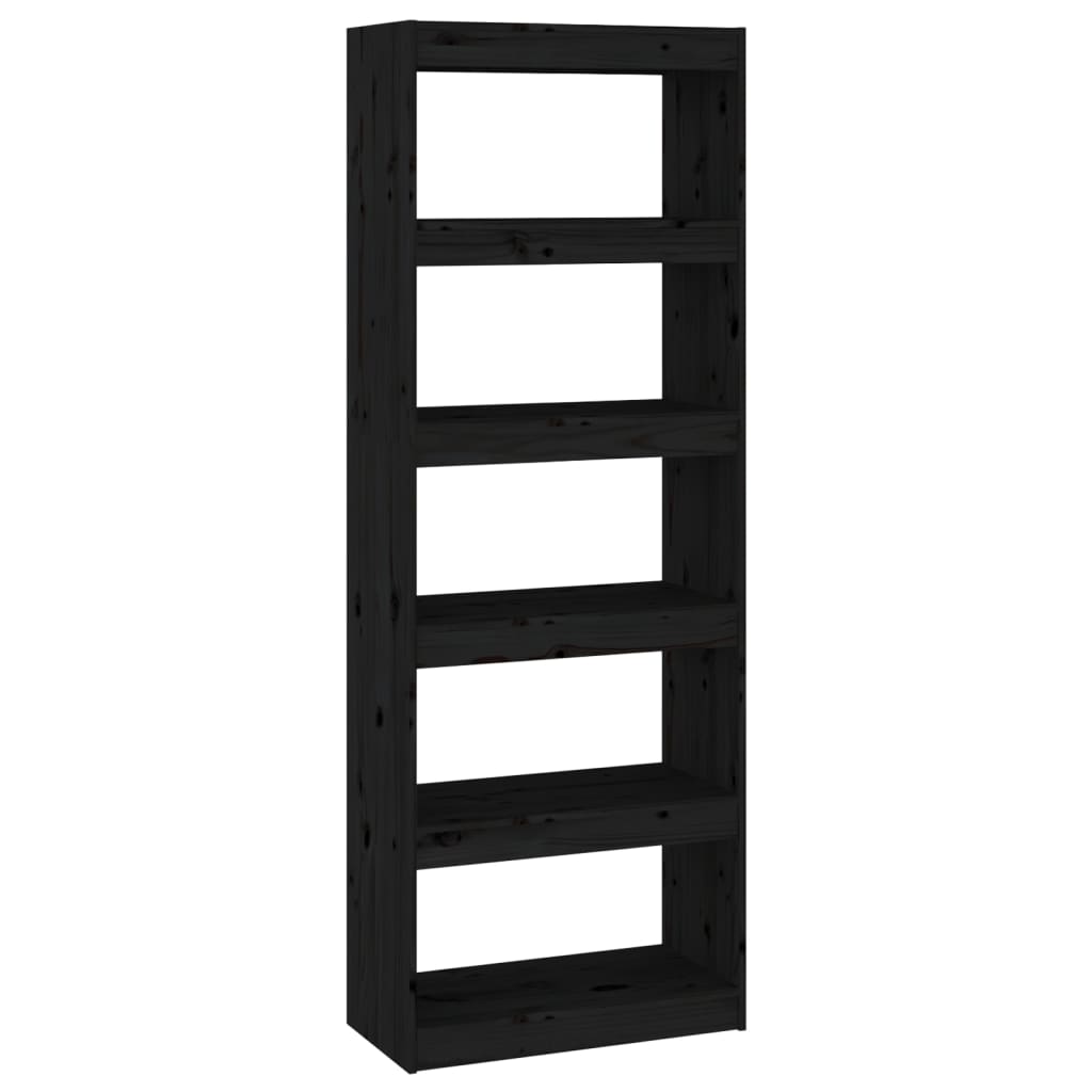 Boekenkast/kamerscherm 60x30x167,5 cm massief grenenhout zwart is nu te koop bij PeponiXL, paradijselijk wonen!