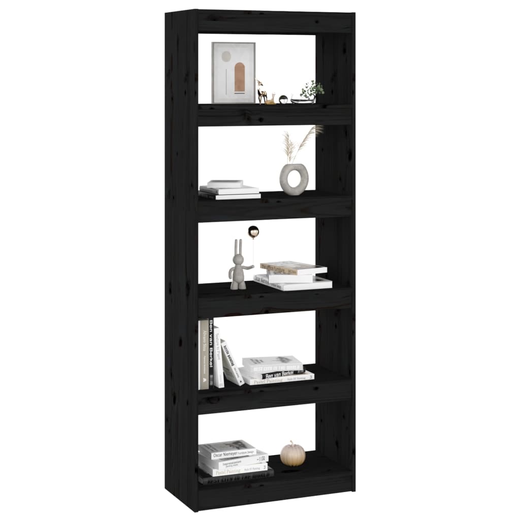 Boekenkast/kamerscherm 60x30x167,5 cm massief grenenhout zwart is nu te koop bij PeponiXL, paradijselijk wonen!