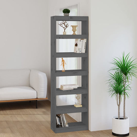 Boekenkast/kamerscherm 60x30x199,5 cm massief grenenhout grijs is nu te koop bij PeponiXL, paradijselijk wonen!