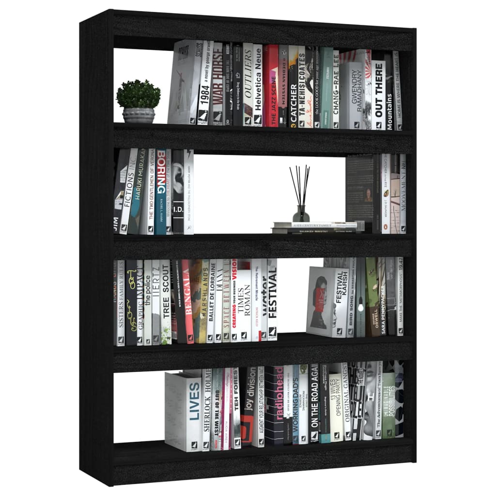 Boekenkast/kamerscherm 100x30x135,5 cm massief grenenhout zwart is nu te koop bij PeponiXL, paradijselijk wonen!