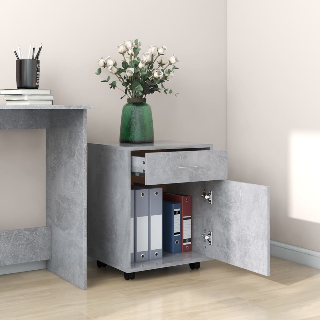 Rolkast 45x38x54 cm bewerkt hout betongrijs is nu te koop bij PeponiXL, paradijselijk wonen!