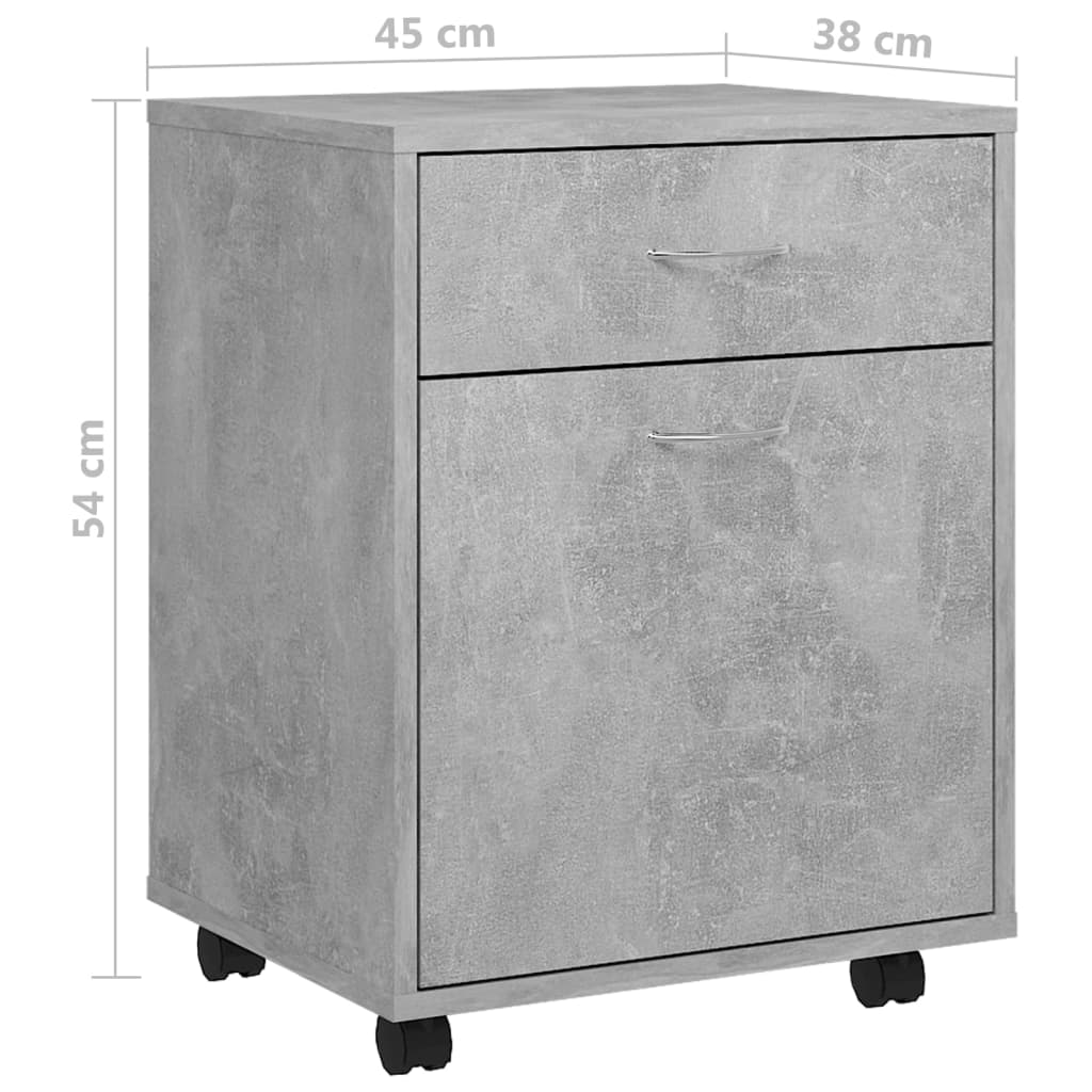 Rolkast 45x38x54 cm bewerkt hout betongrijs is nu te koop bij PeponiXL, paradijselijk wonen!