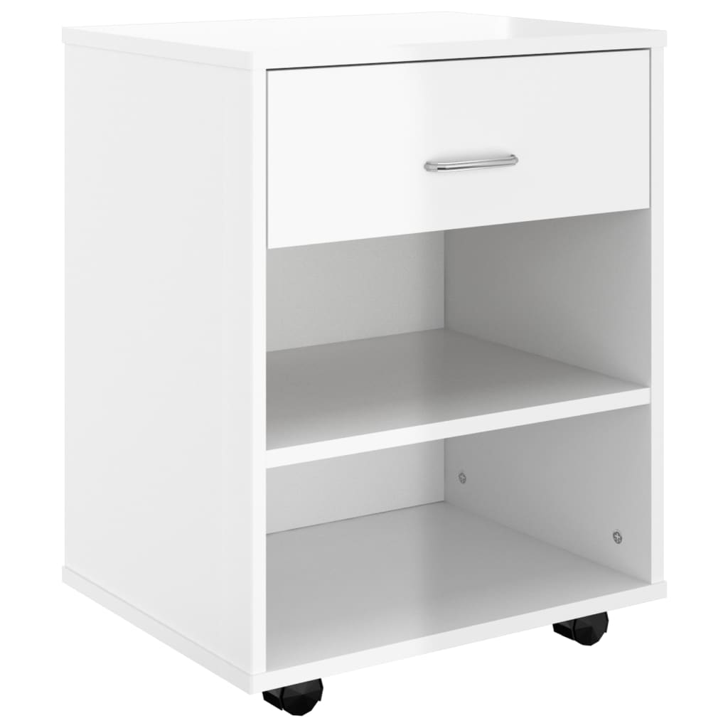 Rolkast 46x36x59 cm bewerkt hout hoogglans wit is nu te koop bij PeponiXL, paradijselijk wonen!