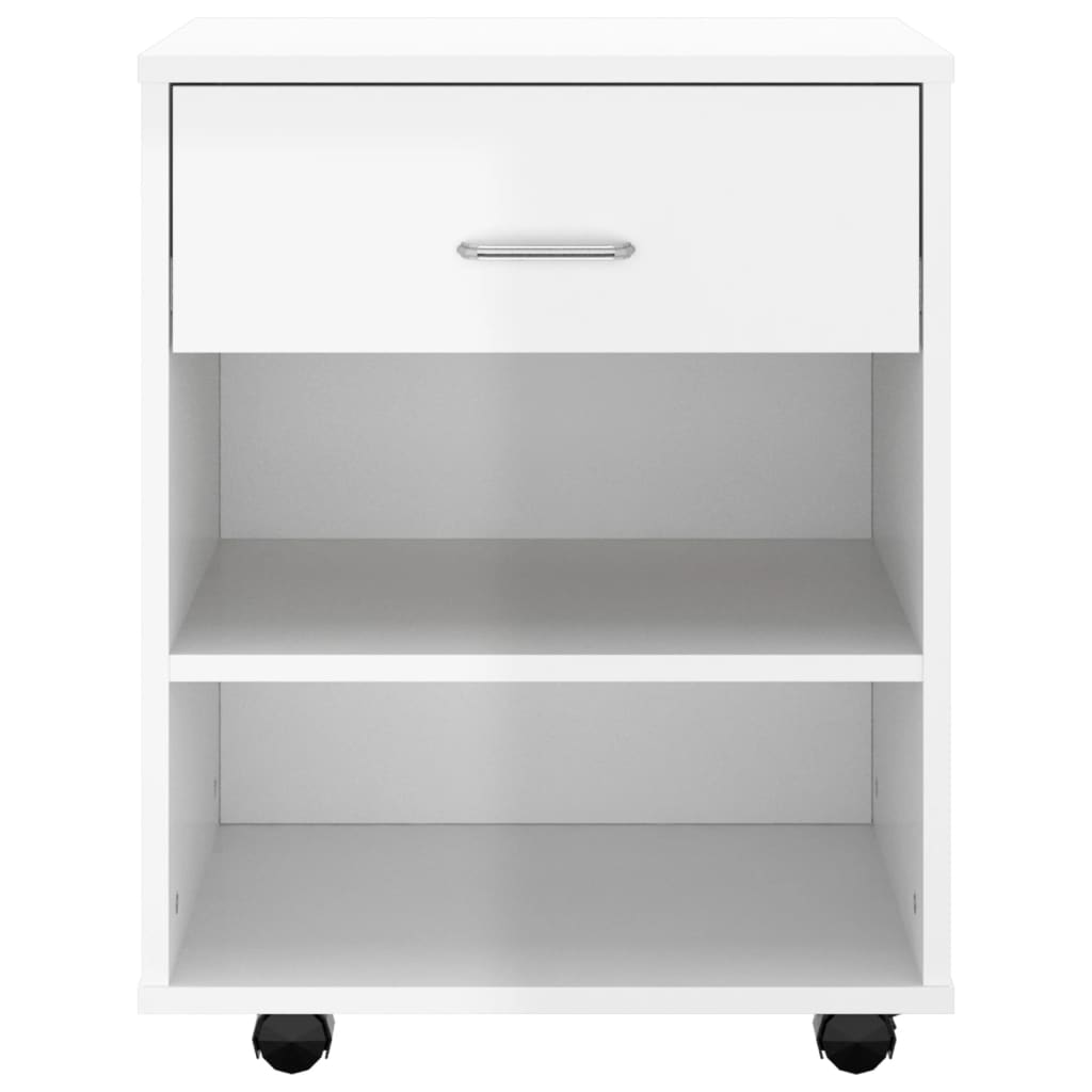 Rolkast 46x36x59 cm bewerkt hout hoogglans wit is nu te koop bij PeponiXL, paradijselijk wonen!