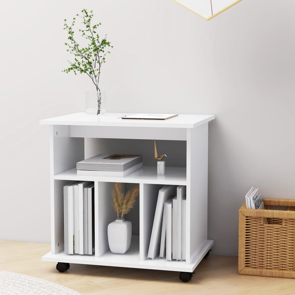 Rolkast 60x45x60 cm bewerkt hout wit is nu te koop bij PeponiXL, paradijselijk wonen!