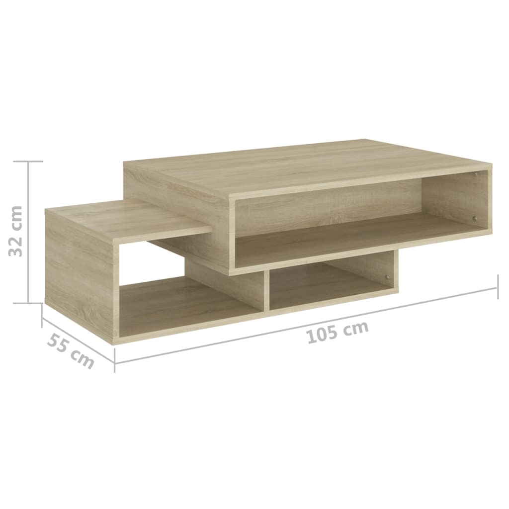 Salontafel 105x55x32 cm bewerkt hout sonoma eikenkleurig is nu te koop bij PeponiXL, paradijselijk wonen!