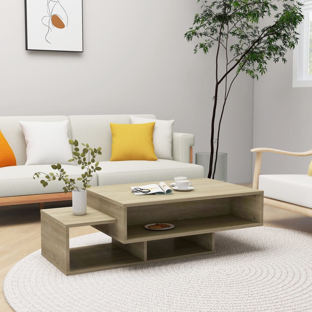 Salontafel 105x55x32 cm bewerkt hout sonoma eikenkleurig is nu te koop bij PeponiXL, paradijselijk wonen!