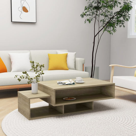 Salontafel 105x55x32 cm bewerkt hout sonoma eikenkleurig is nu te koop bij PeponiXL, paradijselijk wonen!