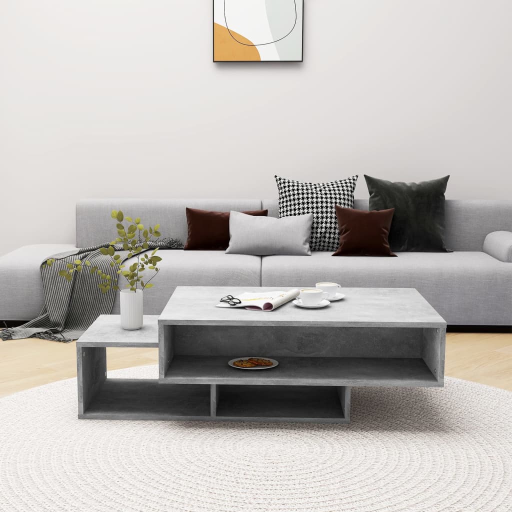 Salontafel 105x55x32 cm bewerkt hout betongrijs is nu te koop bij PeponiXL, paradijselijk wonen!