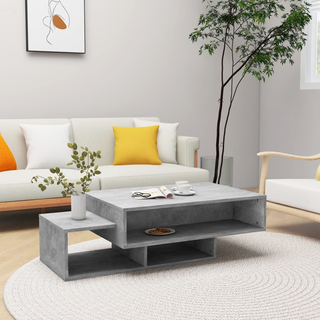 Salontafel 105x55x32 cm bewerkt hout betongrijs is nu te koop bij PeponiXL, paradijselijk wonen!