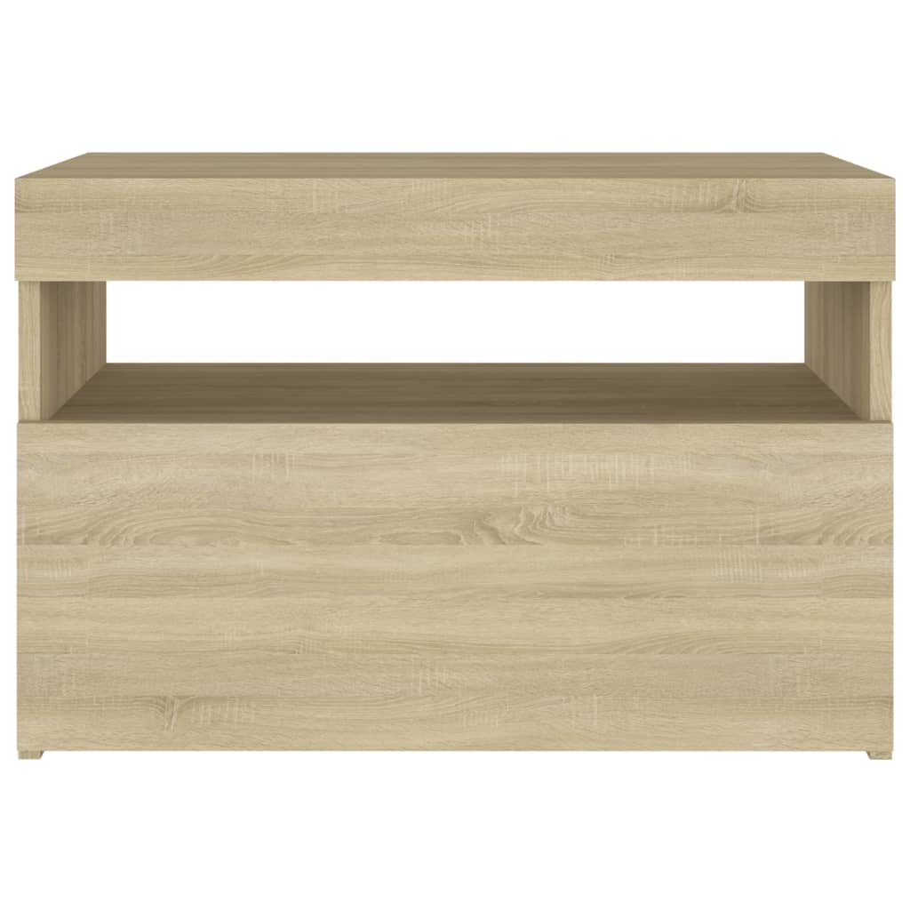 Nachtkastje LED-verlichting 60x35x40 cm bewerkt hout sonoma eik is nu te koop bij PeponiXL, paradijselijk wonen!